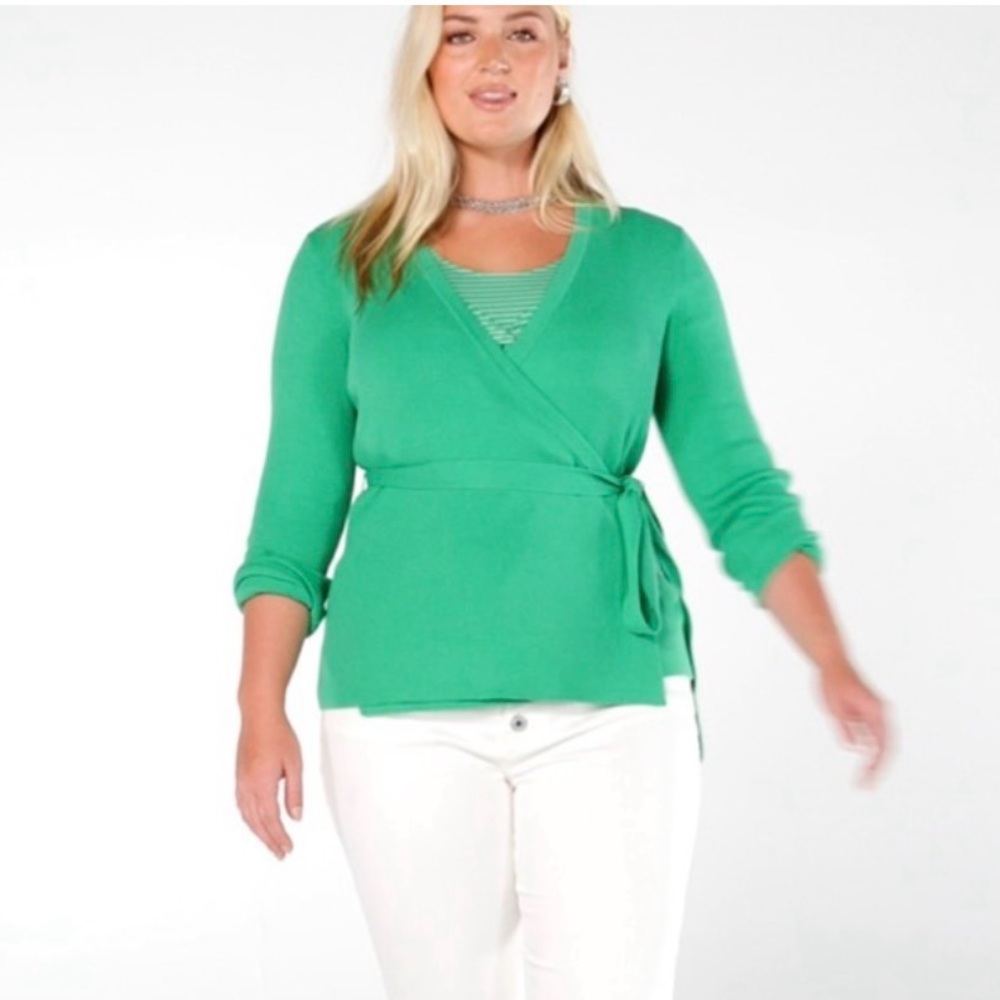 CAbi Vibrant Green cardigan wrap sweater
